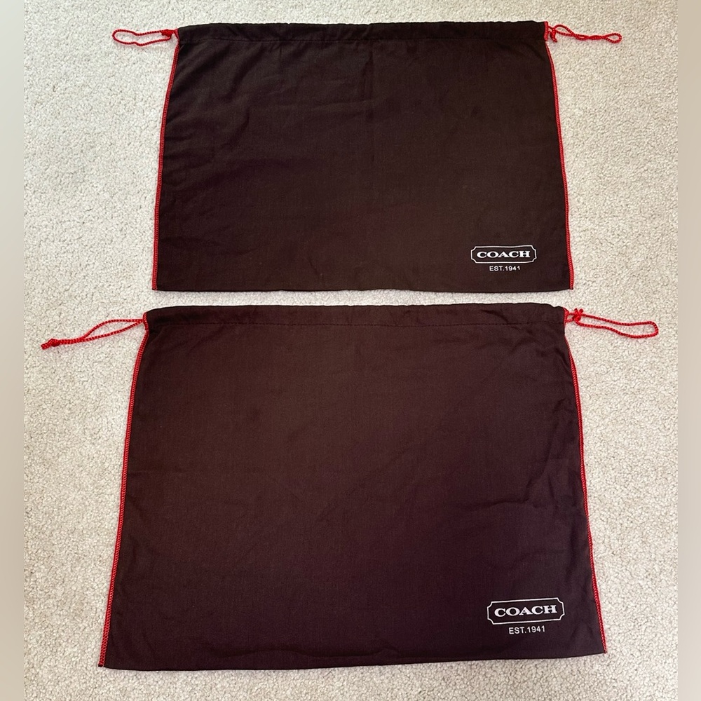 Coach Brown Dust Bags (2) 19x15” Drawstrings Purse Covers